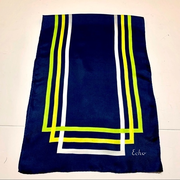 Echo Blue & Yellow Silk Scarf - Picture 2 of 6